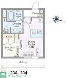 西武池袋線 大泉学園駅 バス7分 大泉風致地区下車 徒歩7分の賃貸マンション 2階1Kの間取り