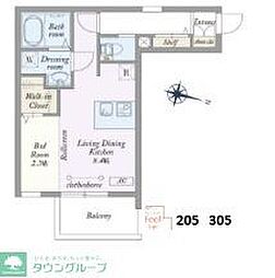 西武池袋線 大泉学園駅 バス7分 大泉風致地区下車 徒歩7分の賃貸マンション 2階1Kの間取り
