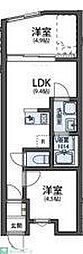 東村山市久米川町3丁目アパート 2LDKの間取図画像