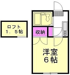 パークイースト 1Kの間取図画像