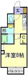 メルヴェーユ2 1Kの間取図画像