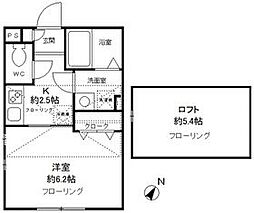 クレール青葉 1Kの間取図画像