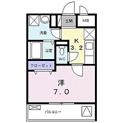 ウィステリア 1Kの間取図画像