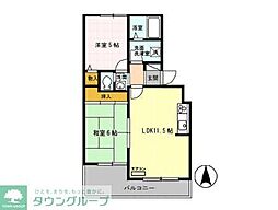 トリヴァンベール小手指 2LDKの間取図画像