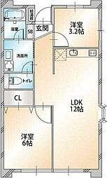 ハビテ小平 2LDKの間取図画像