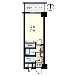 信開トピア足羽 5階1Kの間取り