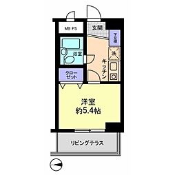 信開ウエラコート津内 6階1Kの間取り