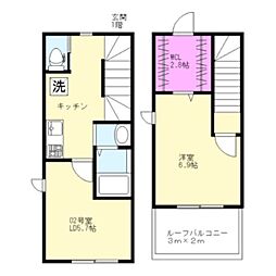 39 VILLA Nukui 2Kの間取図画像