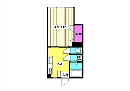 松原マンション 1Kの間取図画像