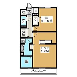 プレジャー 2階1LDKの間取り