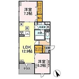 (仮称)D-room海神町南HY 1階2LDKの間取り