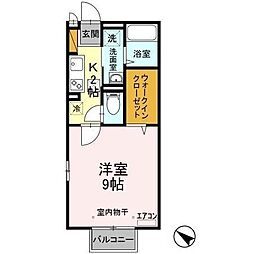 CamelliaII 1階1Kの間取り