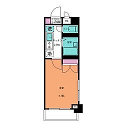 プライマル西船橋 11階1Kの間取り