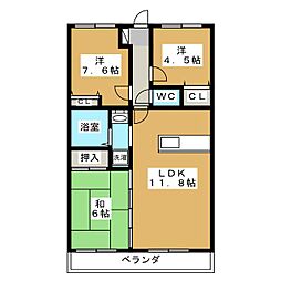 八功ハイツ市川大野壱番館 4階3LDKの間取り
