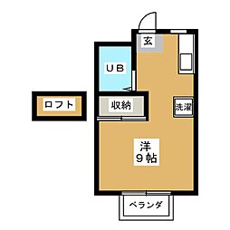 Ｍａハイツ 2階ワンルームの間取り