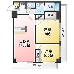 ジョディミラージュ西船橋 2LDKの間取図画像