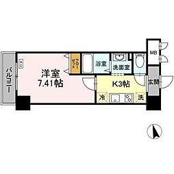 アンクレージュ西船橋 1Kの間取図画像