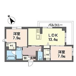 ティエンポ フェリズ I 2LDKの間取図画像