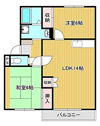 エステートピア長府 2LDKの間取図画像