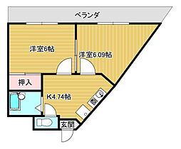 ウエストビレッジ 2DKの間取図画像