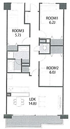 グラン・コート船橋法典 3LDKの間取り