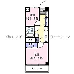 西船橋永谷マンション 2Kの間取図画像