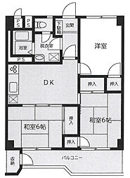 ウェルフェアグリーン福栄 3DKの間取図画像