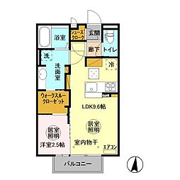 グランマーレMITO 1階1LDKの間取り