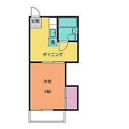 渡辺ハイツ 2階1DKの間取り