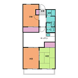 第五千代田マンション 3階3DKの間取り