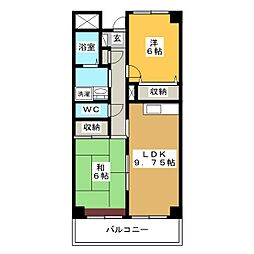 レジデンス新松戸 3階2LDKの間取り