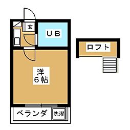 ジュネコーポ八ヶ崎 1階1Kの間取り