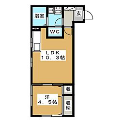 夢工房伍番館 1LDKの間取図画像
