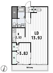 小金原第7コーポラス 1LDKの間取図画像