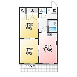 ドンジョンマツド 2DKの間取図画像