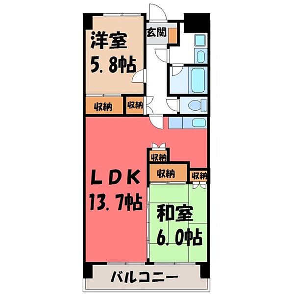 ザ・ミレニアムタワー ｜栃木県宇都宮市駅前通り2丁目(賃貸マンション2LDK・9階・59.62㎡)の写真 その2