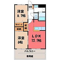 サウス・フォレスト B  ｜ 栃木県下野市下古山（賃貸アパート2LDK・1階・57.33㎡） その2