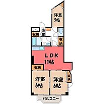 パステルビラ光陽  ｜ 栃木県塩谷郡高根沢町光陽台1丁目（賃貸マンション3LDK・2階・76.62㎡） その2