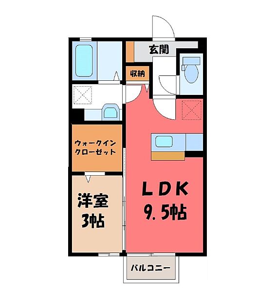 ラウンド ヒル ｜茨城県結城市大字結城(賃貸アパート1LDK・2階・33.39㎡)の写真 その2