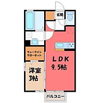 プランドール輝 B  ｜ 栃木県小山市城北1丁目（賃貸アパート1LDK・1階・33.61㎡） その2