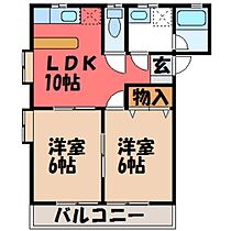 ハイツF2  ｜ 栃木県小山市東間々田2丁目（賃貸アパート2LDK・2階・46.20㎡） その2