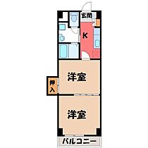 レジデンスカープ小山  ｜ 栃木県小山市城北2丁目（賃貸マンション2K・2階・30.00㎡） その2