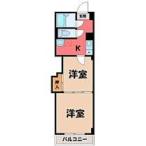 レジデンスカープ小山  ｜ 栃木県小山市城北2丁目（賃貸マンション2K・2階・30.00㎡） その2