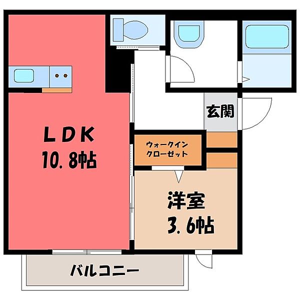 ル・パルク箱森 I ｜栃木県栃木市箱森町(賃貸アパート1LDK・1階・38.23㎡)の写真 その2