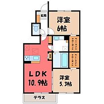 オルテンシア  ｜ 栃木県栃木市平柳町3丁目（賃貸アパート2LDK・1階・53.54㎡） その2