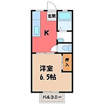 宮の原ハイツ B  ｜ 栃木県宇都宮市鶴田町（賃貸アパート1DK・2階・23.77㎡） その2