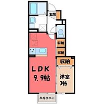 サニーフラット D  ｜ 栃木県宇都宮市上戸祭町（賃貸アパート1LDK・1階・34.62㎡） その2