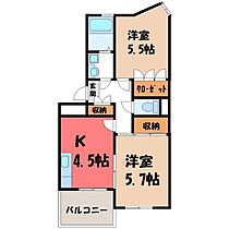 コートビレッジ今泉  ｜ 栃木県宇都宮市竹林町（賃貸マンション2K・4階・40.00㎡） その2