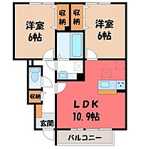 シュエット II  ｜ 栃木県小山市大字平和（賃貸アパート2LDK・1階・55.05㎡） その2