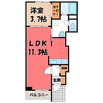 カーサ イリーデ Ｂ  ｜ 栃木県さくら市きぬの里1丁目（賃貸アパート1LDK・1階・37.13㎡） その2